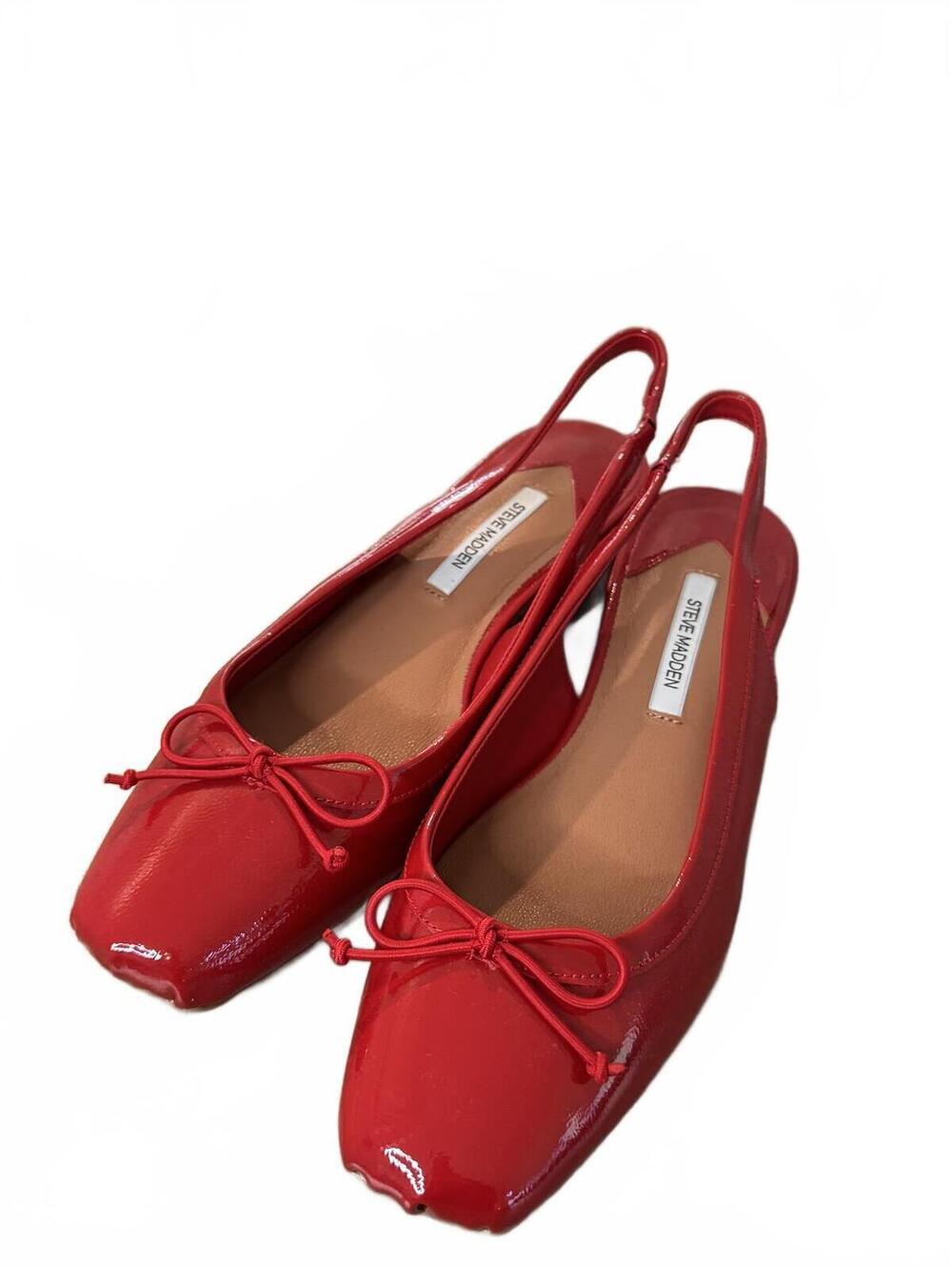 STEVE MADDEN | Red Slingback Block-Heel Ballet Pumps Size 8